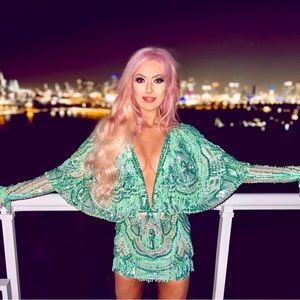 Albina Dyla Beaded Cocktail Dress